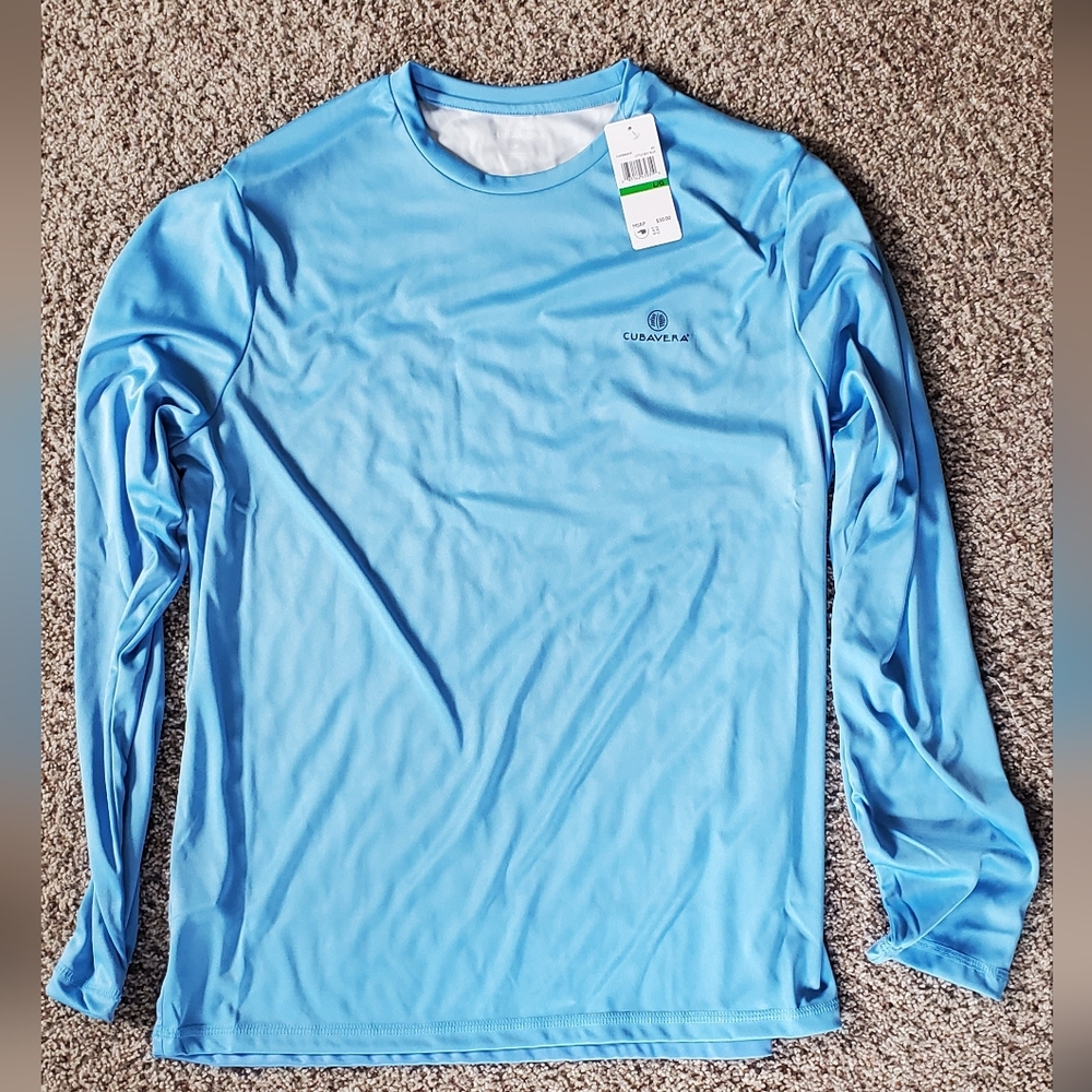Cubavera Mens Large Long Sleeve Polyester Shirt. Little Boy Blue Color